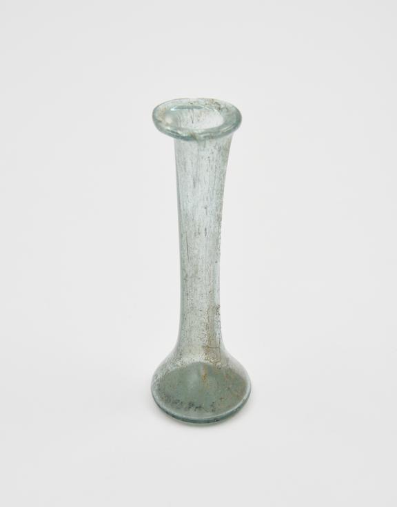 Glass unguent bottle, Roman, 151 to 300 AD