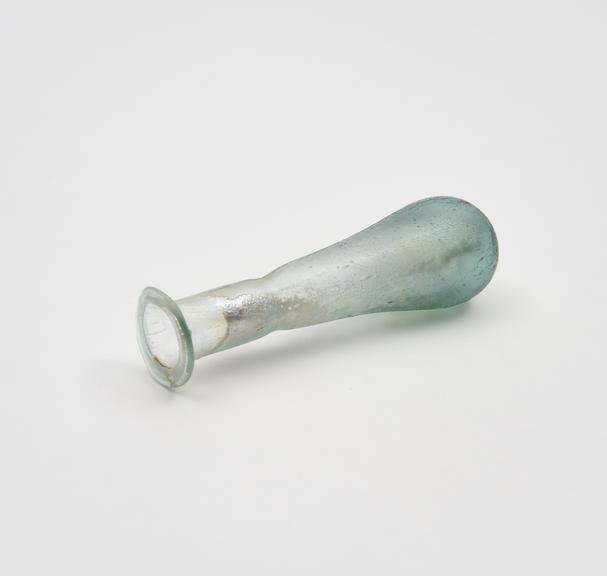 Glass unguent bottle, Roman, 151 to 300 AD