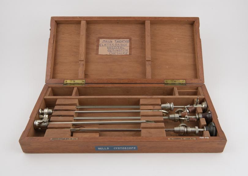 Wells cystoscope, cased, from  the Clatterbridge Hospital