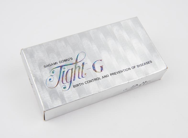 Silver carton of Sagami Gomu's Tight-G' condoms