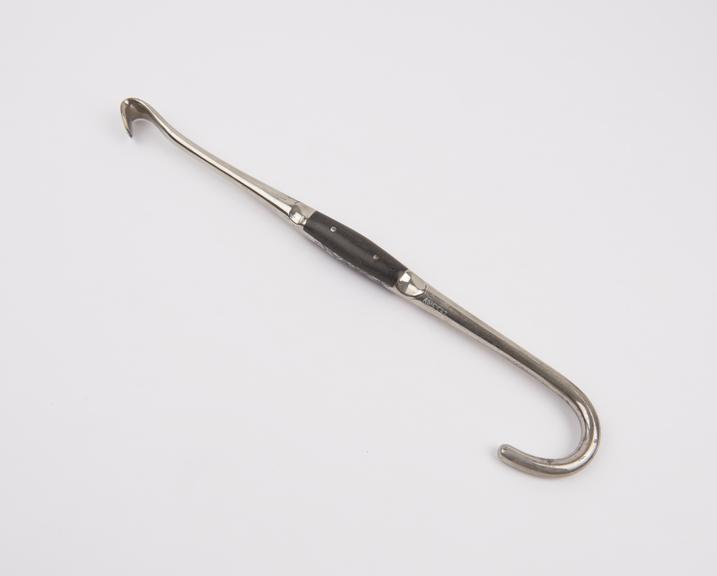 Crotchet, obstetrical, blunt hook, by Mayer and Meltzer, London