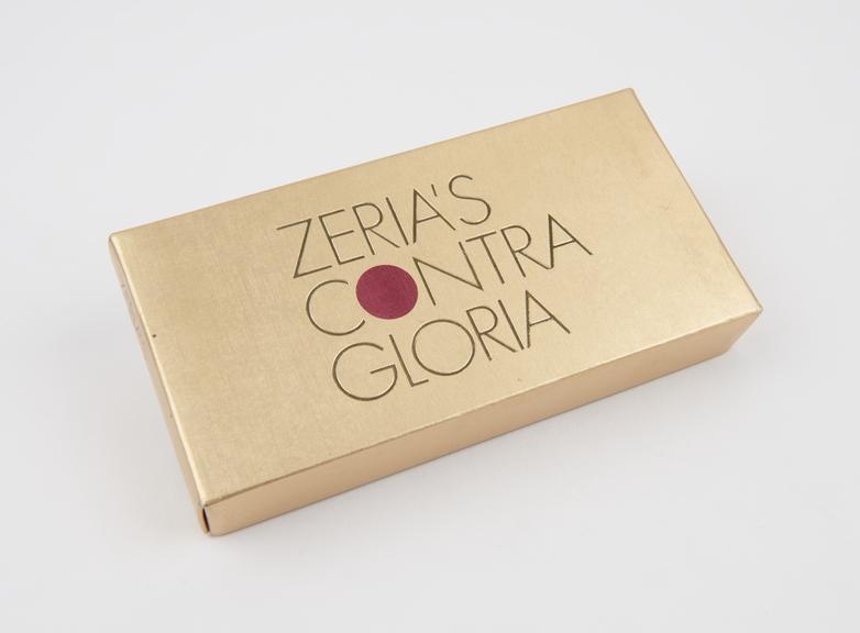 Gold carton of Zeria's Contra Gloria' condoms, Japanese, 1970s.'
