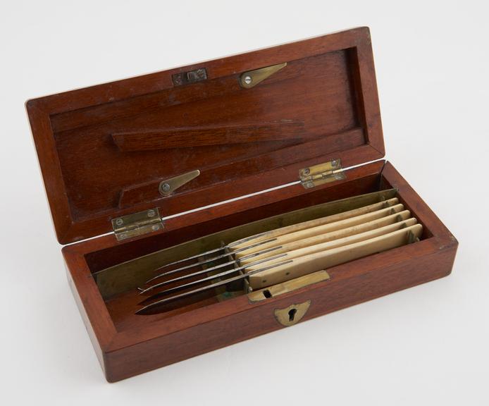 Dissection instrument set, cased, by Krohne and Sesemann