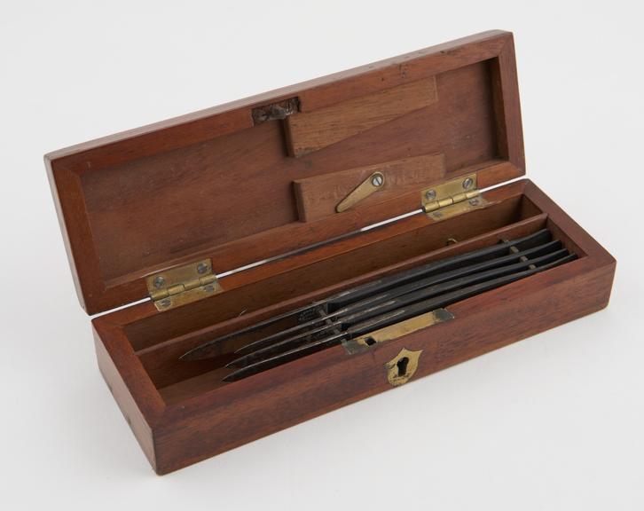 Dissecting instrument set, cased, by S