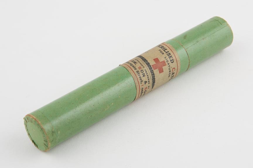 Tube of sterile catgut ligature in carton, by S