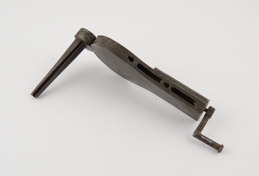 Speculum, vaginal, tin, broken, European, 1600-1800