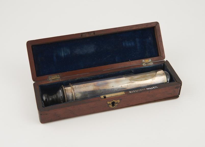 Speculum, vaginal, metal, electro-plated, with ebony plug