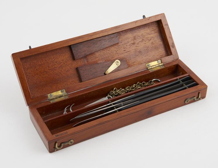 Dissection instrument set, cased, by Cash and Sons