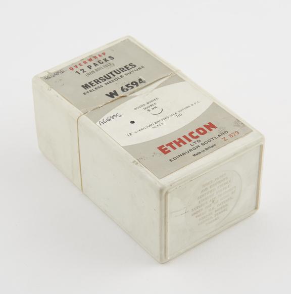 Carton of sterile sutures with suture needles, by Ethicon, Ltd