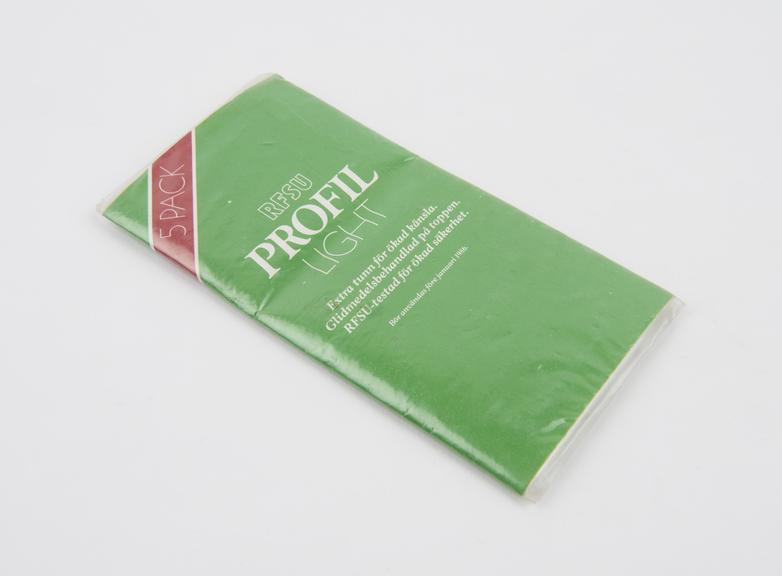 Packet of 5 RFSU Profil Light' condoms, Swedish, 1986.'