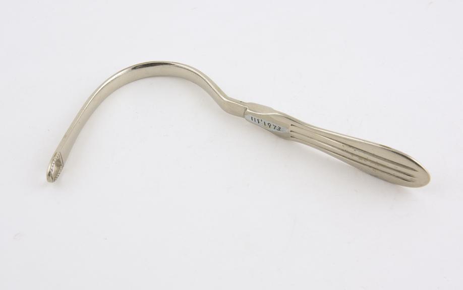 Frankel's tongue depressor, steel, chrome-plated, c. 1930