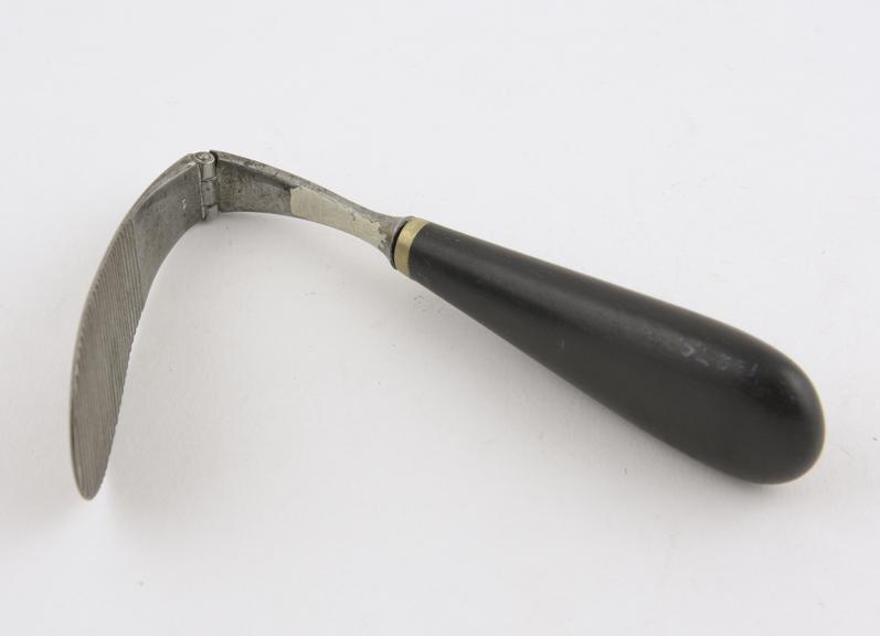 Columbat's folding tongue depressor, steel with ebony handle