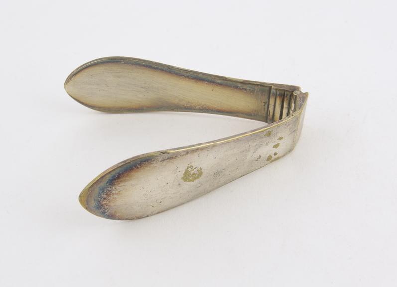 Folding tongue depressor, plated metal, 1850-1900