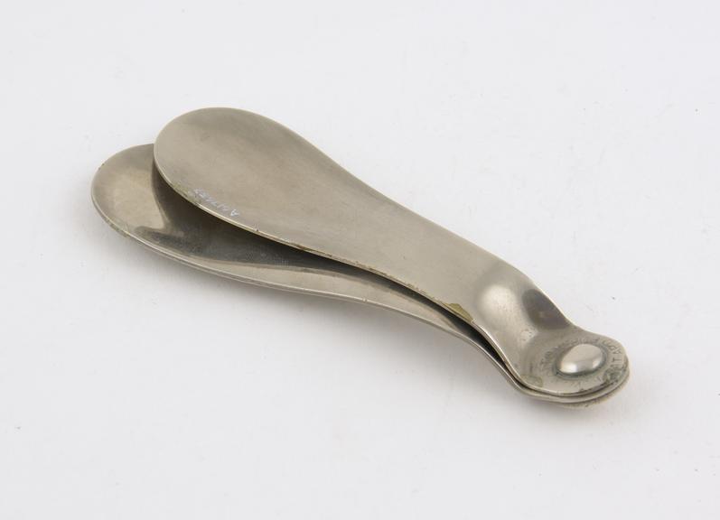 Tongue depressor, double-headed, steel, nickel-plated, by F.W