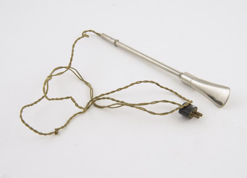 Tongue depressor with diagnostic light, steel, plated