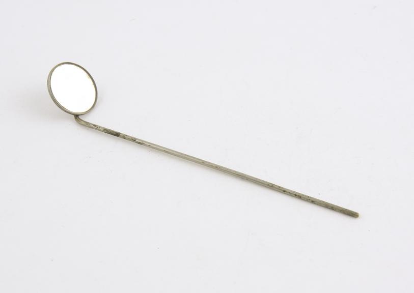 Laryngeal mirror, with stem, no handle, 1860-1920