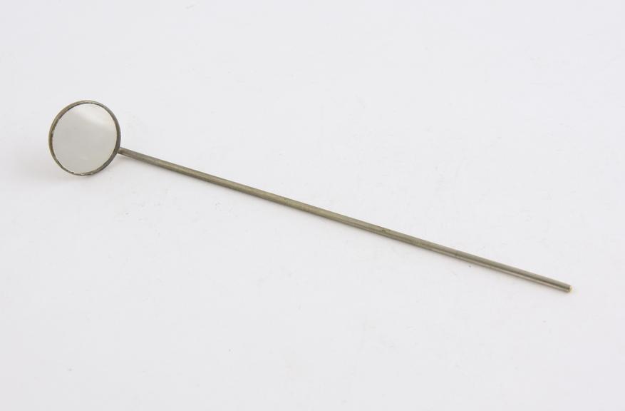 Laryngeal mirror, plated metal, with stem, no handle, marked K4