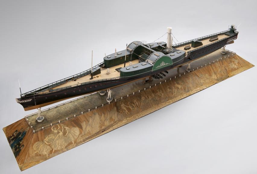 Whole contemporary model of 'I. Ferencz Jozef' paddle steamer