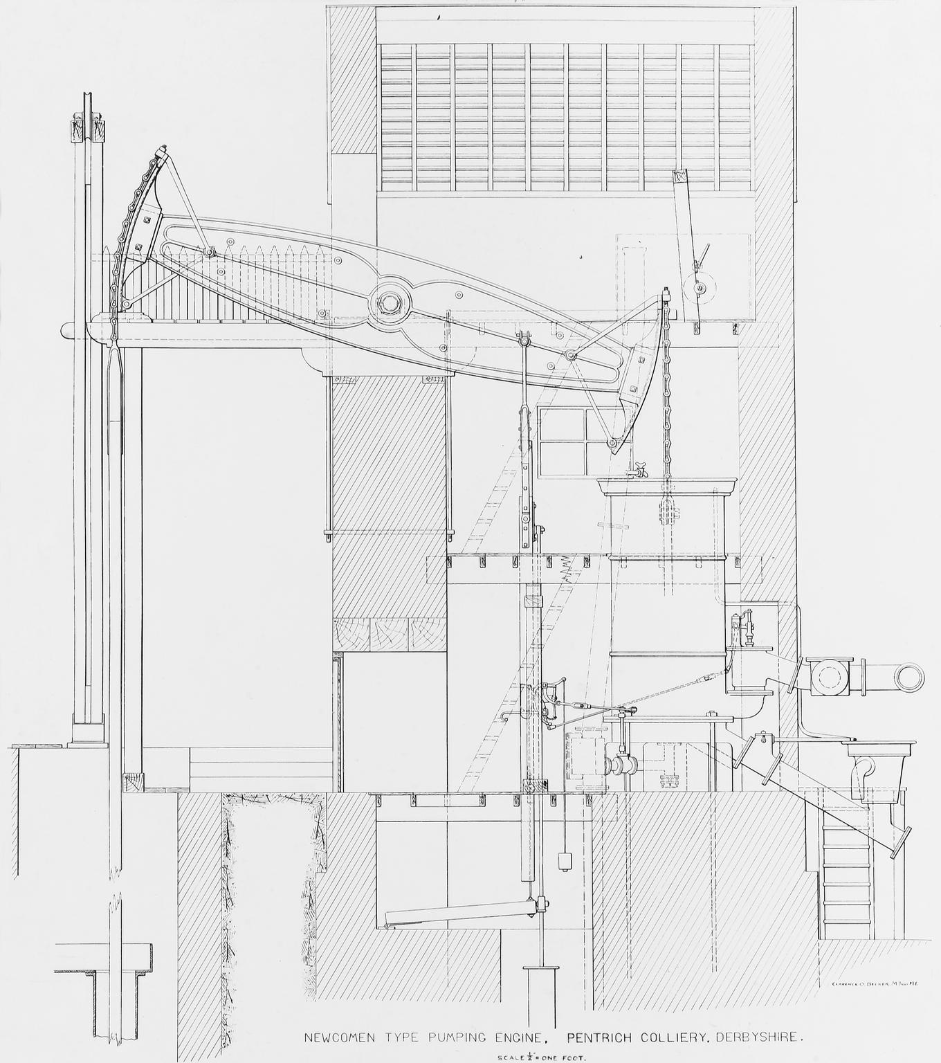 Drawing of the Pentrich Colliery Pumping Engine