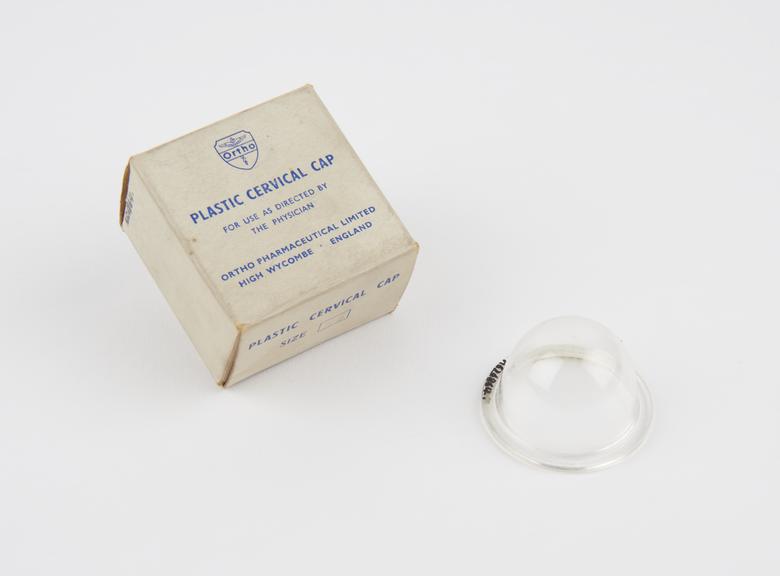 Plastic cervical cap, size 32, in original carton