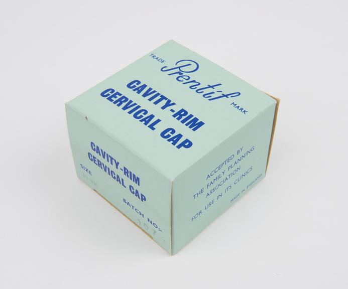 One 'Pretif' cavity-rim cervical cap, in light blue box