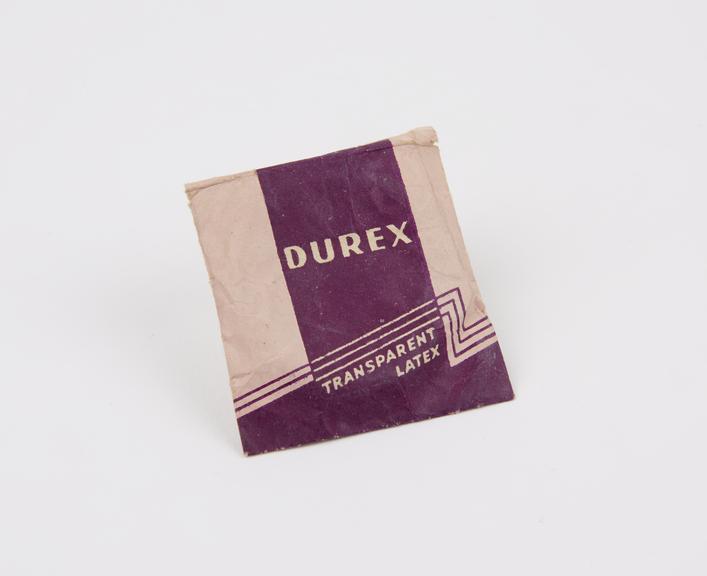 Condom, single packet, by Durex, 1960-1965