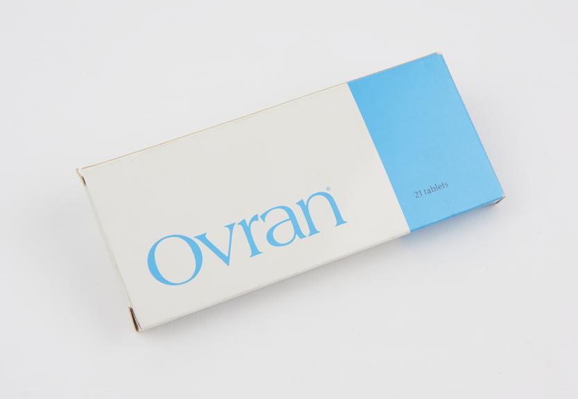 Packet of combined contraceptive pills, Ovran', monophasic