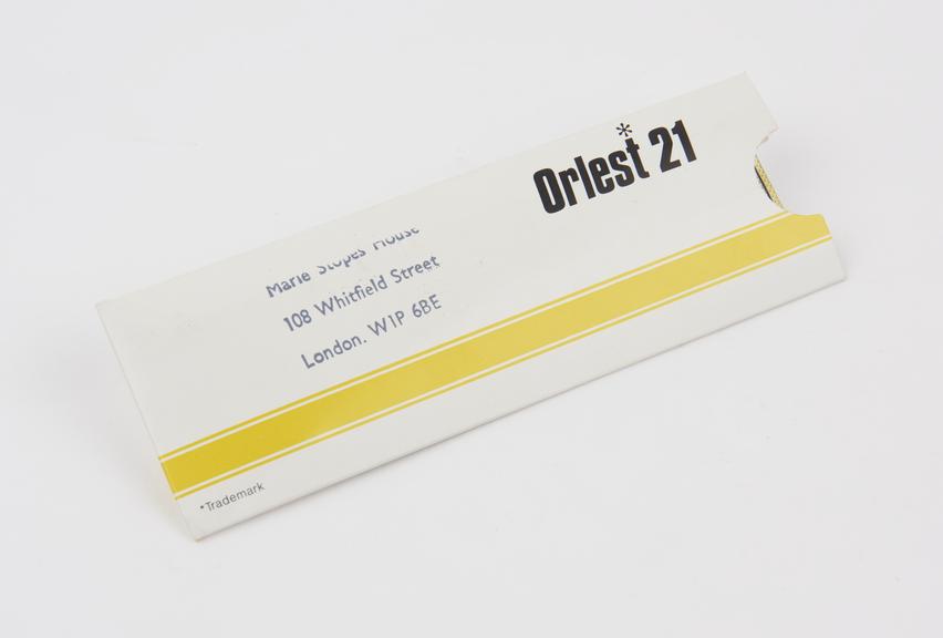 Orlest 21contraceptive pills by unknown manufacturer; British