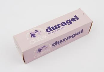 Tube of Duragel contraceptive jelly, London, England, 1981