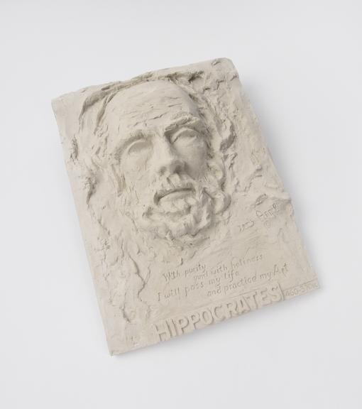 Relief plaque of Hippocrates by Doris Appel (plaque)