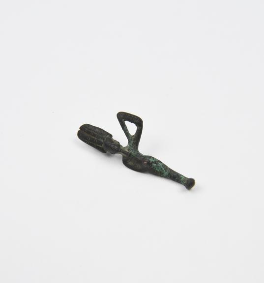 Bronze amulet, in the form of a male God with an erect penis