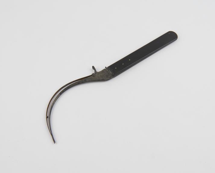 Vaginal fistula needle, steel and ebony, 1750 to 1850