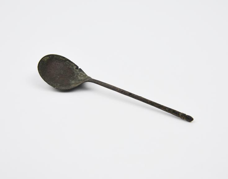 Latten spoon, cone knop, 14th or 15th centuries