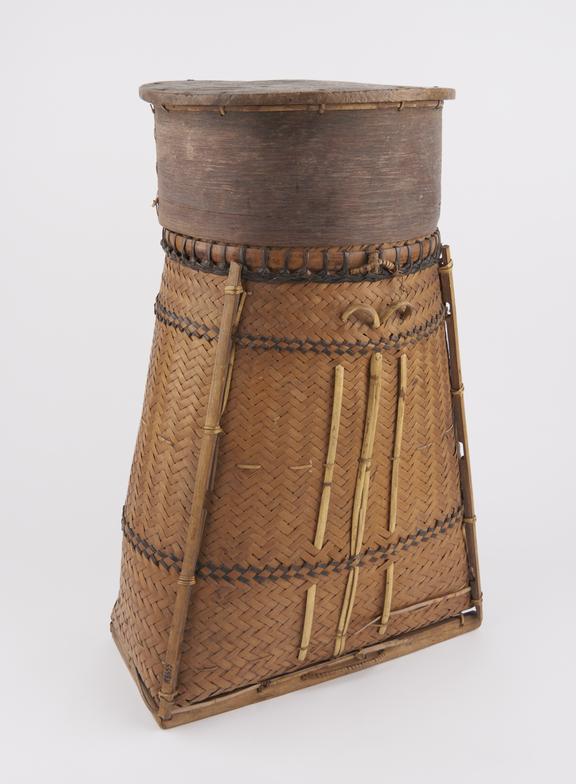 MuSu' medicine man's bag, plaited cane with bamboo supports