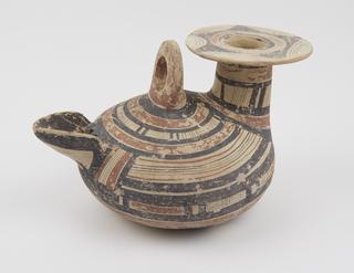 Oval earthenware vessel with neck