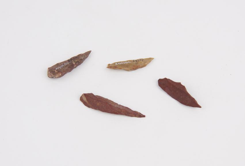 4 pointed stone implements, possibly knife blades