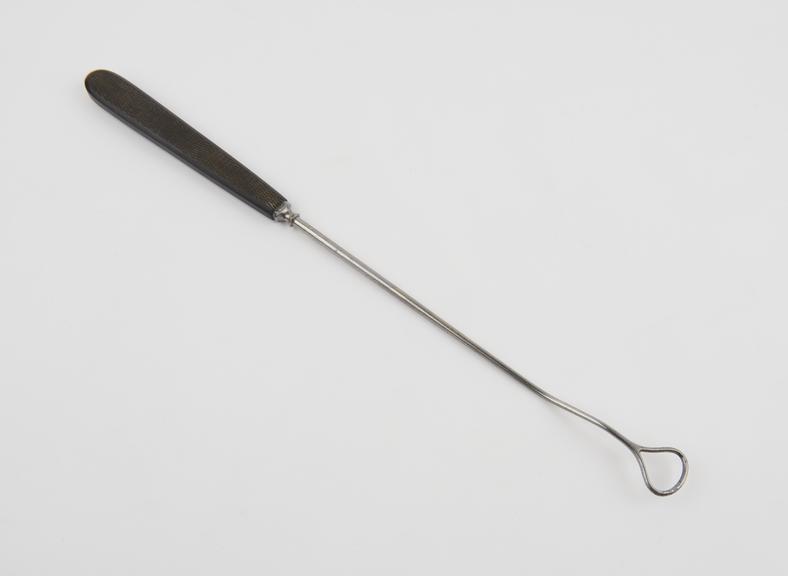 Curette, uterine, Sims, steel shaft, ebony handle