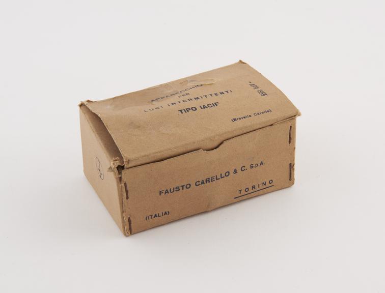 Cardboard box from Fausto Carello & C. Spa Flasher Unit