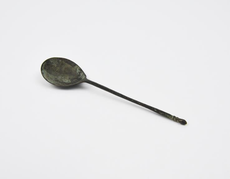 Metal spoon, latten, possibly 14th or 15th century