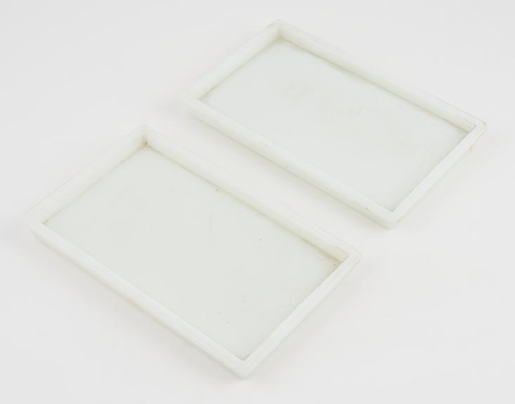 Two glass instrument trays, maker unknown, 1940-1960