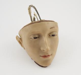 Wax anatomical model of human head, possibly German, 19th century.