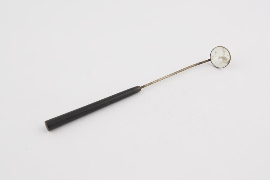 Laryngeal mirror, plated mirror, with ebony (?) handle