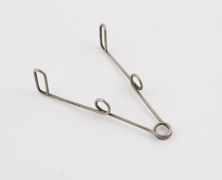 Nasal speculum, sprung wire, plated metal, 1880-1930