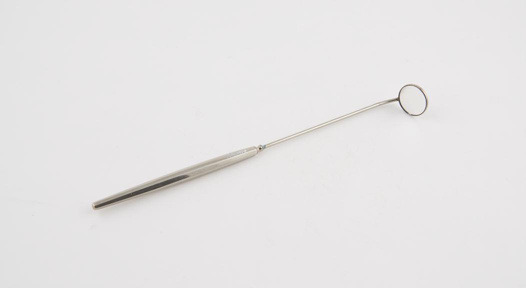 Post nasal mirror, steel, nickel plated, 1880-1920