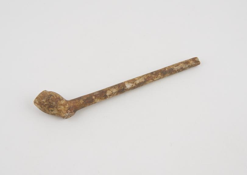 Clay tobacco pipe, incomplete, part of stem missing