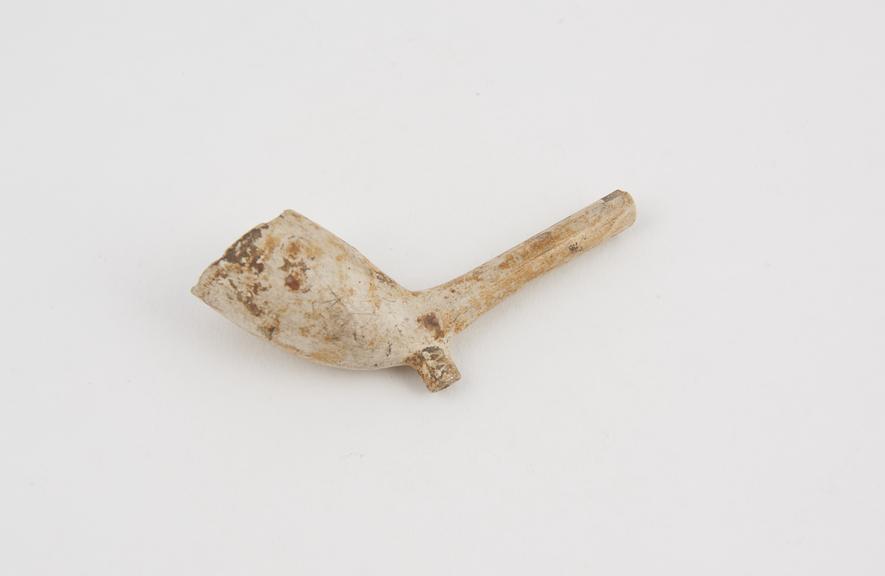 Clay tobacco pipe, incomplete, part of stem missing, this stem