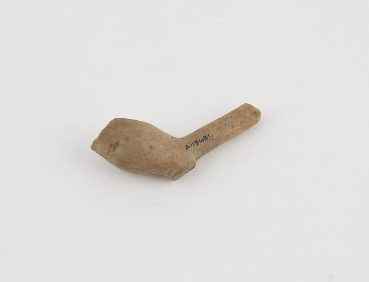 Clay tobacco pipe, incomplete, part of stem missing