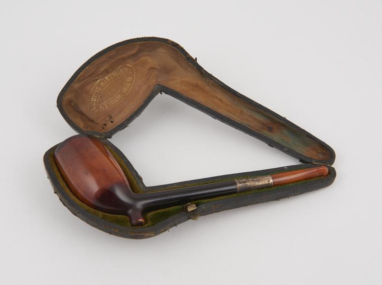 Short meerschaum tobacco pipe, some tobacco in bowl