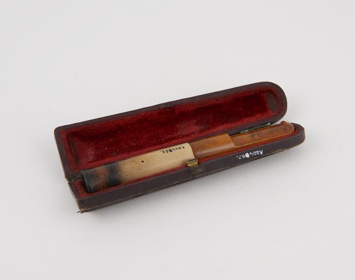 Meerschaum and amber cigar holder, tubular