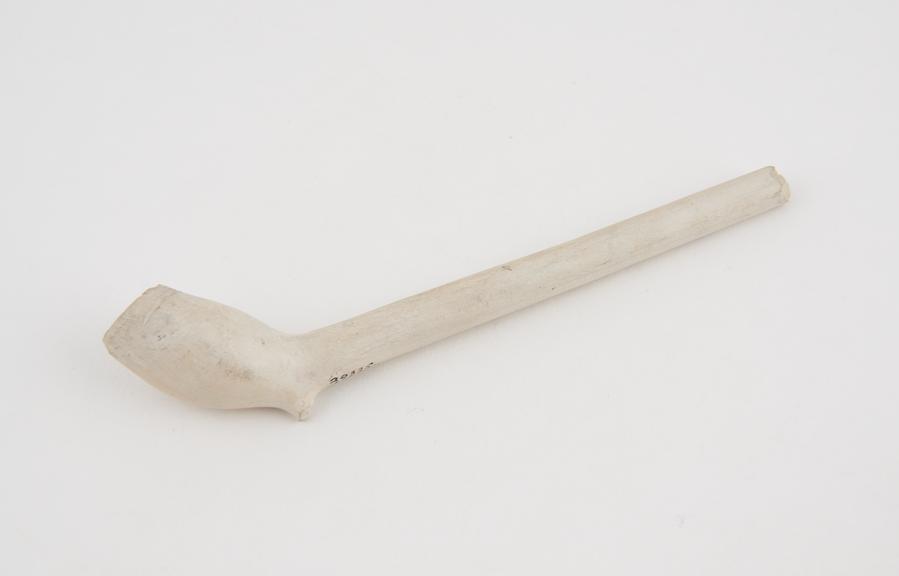 Clay tobacco pipe, incomplete, part of stem missing, thick stem